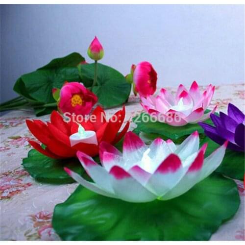 300pcs/lot LED Floating lotus flower lamp Changing Color Electronic light