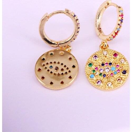 4Pairs, Fashion Colorful CZ Stone Eye Earring Micro Pave Gorgeous Rainbow Zirconia Earrings For Women Girls Party Jewelry