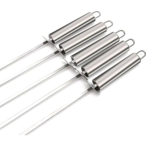 BBQ Stick 6pcs Large Stainless Steel Brazilian-Style BBQ Barbecue Skewers Shish Kebab Kabob Skewers Wide Blade Set