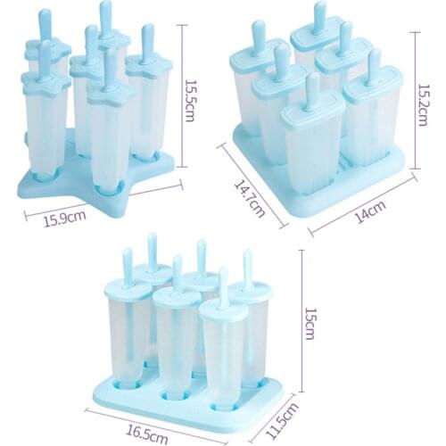 6Pcs DIY Ice Cream Molds Ice Cream Tools PP Rectangle Star Round Shaped Popsicle Molds Reusable KEOUKE Kitchen Tools h3