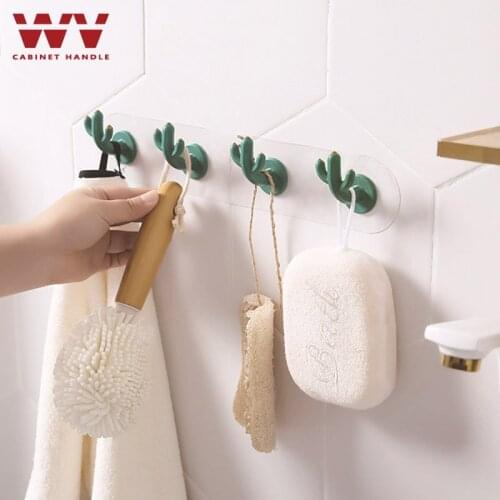 ABS Cactus Shaped Hooks Self Adhesive Clothing Display Racks Key Holder Wall Hooks Coat Hanger Cap Room Show Holder Decor 158