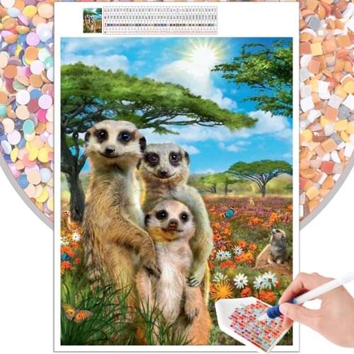 Diamond Painting Animal Meerkat Family Cartoon 5D DIY Embroidery Set Handmade Home Decor Mosaic Square Round Rhinestone Mural