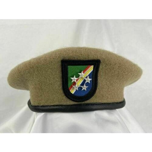 Us Army Ranger Regiment Wool Beret Khaki Officer 5Star General Rank Hat armyshop2008