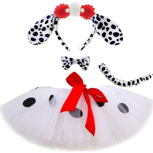 White Dalmatian Dog Tutu Skirt Set Birthday Party Baby Girl Tutu Outfit Kids Tulle Skirt Girls Halloween Animal Costume 0-14Y