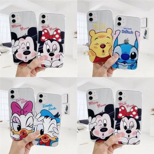 Original Disney Phone Cases Mickey Mouse Winnie The Pooh Stitch Donald Duck Anime IPhone 6 6s 7 8 Plus X XS XR 11 Pro Anti-drop