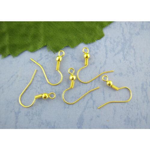 DoreenBeads 200PCs Golden Color Ear Wire Hook With Spring and Ball 18*19mm (B00971), yiwu