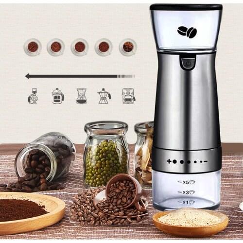 USB Rechargeable Electric Grinder Mill Machine Stainless Steel for Coffee Beans Nuts Spices Grains Kitchen Automatic Abrade Tool