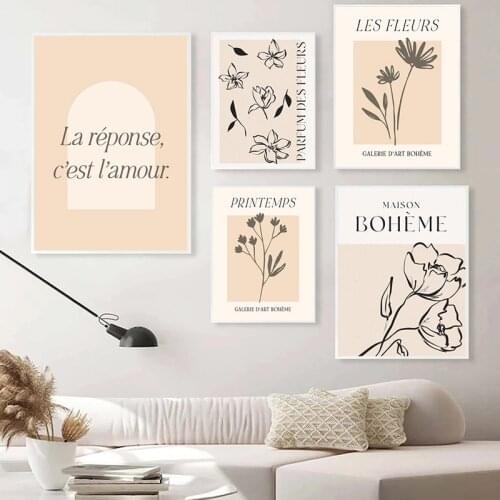 French Vintage Flower Painting Exhibition Posters and Prints Boho Es Fleurs Art Canvas Print Gallery Wall Pictures Home Decor