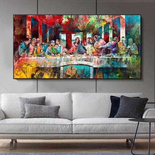 Graffiti Art Last Supper By Da Vinci Canvas Art Paintings Reproductions Classical Wall Art Christian Canvas Print for Home Decor