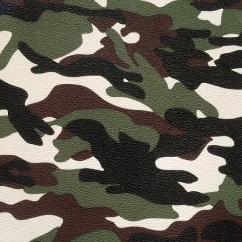 Artificial synthetic PVC camouflage printed raw Leathers material