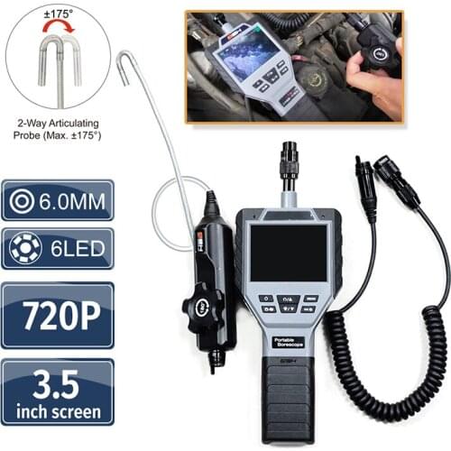 Flexible Pipe Borescope Inspection Camera Articulating 180 Degree Borescope Videoscope Inspection Camera with 3.5 Inch LCD 1m