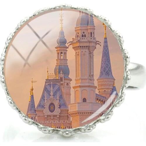 Disney Fantasy Castle Pattern Ring Cute And Fun Ring Art Fashion Animation Character Ring Jewelry Accessories Art Design Ring