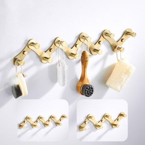 Robe Hooks Aluminum Brushed Gold Clothes Hooks Door Hooks Kitchen Wall Hanger Folding Coat Hooks Single Hook Bathroom Hardware