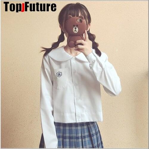 LOVELY sakura Embroidery Japanese Student Girl School Jk Uniform Middle High School Uniform long short Sleeve sailor suit Shirt