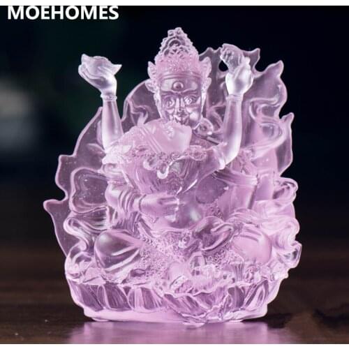 MOEHOMES Chinese antique colored glaze statue Happy Buddha statue Classical home decoration