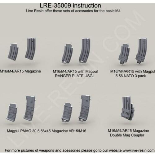 [Scale Model Kit] Live Resin LRE-35009 1/35 M4/16 magazine set