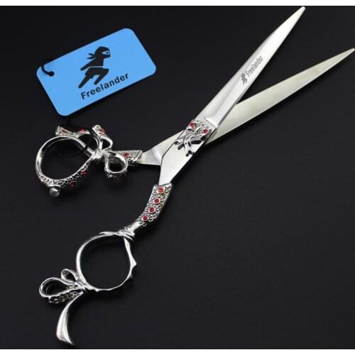 7 inch sliver Straight cutting Pet Scissors personality 440c Dog Cat Grooming Shears Hair Cut Scissors Sharp Edge Tools