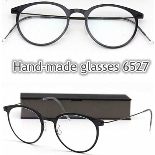 No screw titanium circle glasses frame for men and women 6527 Extra Light Retro Small Round frame myopia Oculos de grau