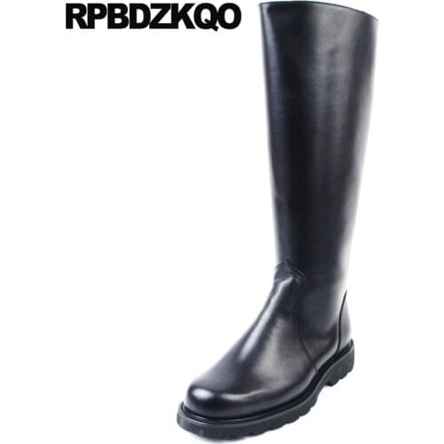 Fall High Quality Riding Shoes Full Grain Designer Plus Size Big 2018 Genuine Leather Autumn Tall Zipper Black Mens Knee Boots