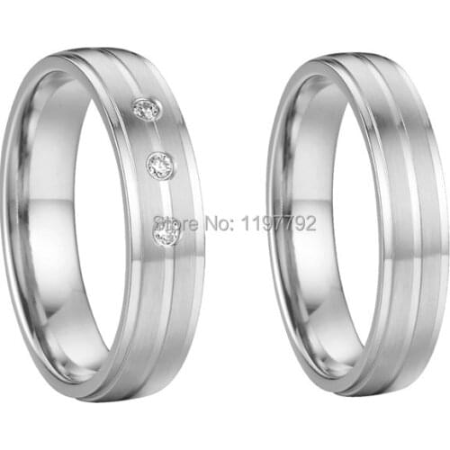Custom silver color health titanium finger rings wedding anniversary couples rings sets