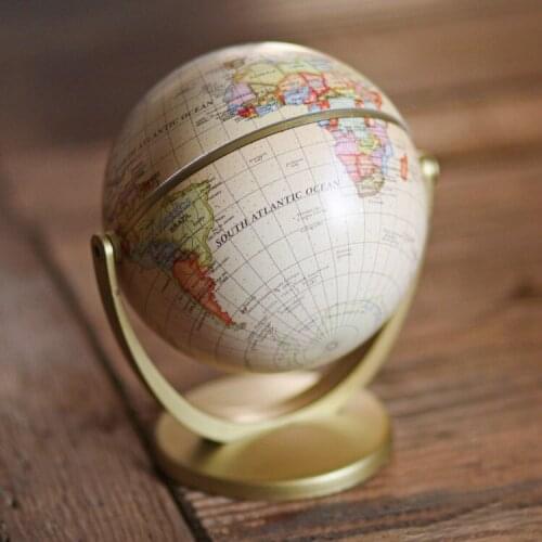 Retro Globe Ornament Vintage Home Decor Creative Globe Figurines Living Room Bookshelf Decor Accessories Geography Learning Tool