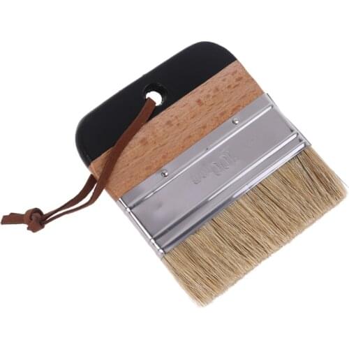 Wide Flat Chalk Paint Wax Brush Ergonomic Wood Handle Natural Bristle Brushes Furniture Painting Waxing Tool