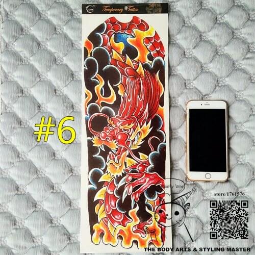 SHNAPIGN "The Fire Dragon" Full Sleeve Arm Temporary Body Art, Flash Tattoo Stickers 48*17cm Waterproof Henna Adult Sex Products