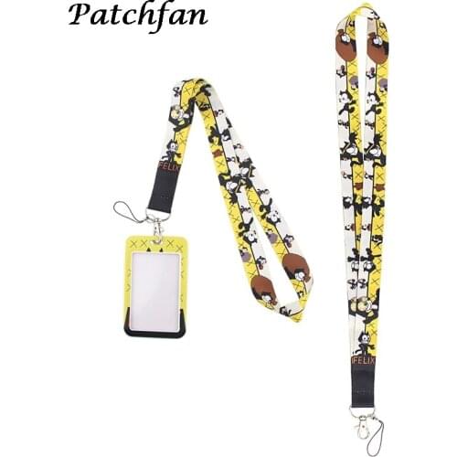 AD115 Patchfan Cat Lanyard for Key Phones USB Keys Keychains ID Name Tag Badge Holders Lanyard Cartoon Bus Card Cover Case