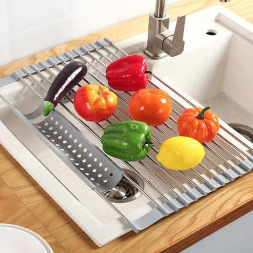 Silicone Foldable Sink Rack Multi-Use Roll-Up Dish Drying Rack Rolling Dish Drainer Heat Resistant Sink Mat