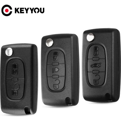 KEYYOU 3/2 Buttons Folding Remote Flip Car Key Shell Case For Peugeot 206 407 307 sw 607 For Citroen C2 C3 C4 C5 C6 berlingo