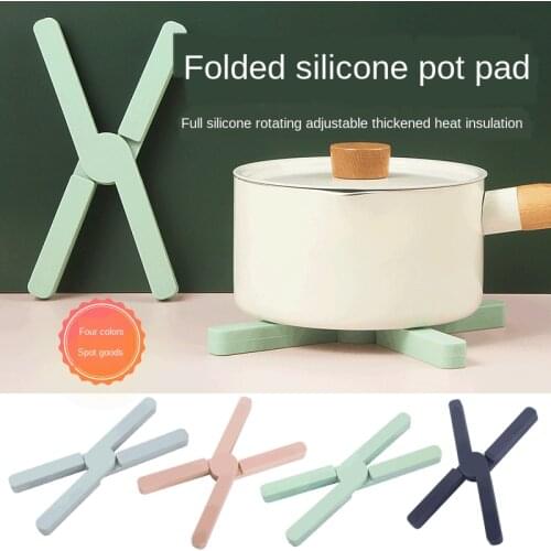 Silicone Collapsable Trivet Kitchen Non-slip Pot Holder Cross Hot Pads Mat Heat Resistant Drying Rack Placemat
