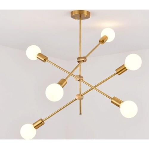 Modern Nordic Pendant Lights Black Gold Pendant Lamps 1 2 4 6 Head led Light Bulb Hanging Lamp Decoration Bar Dining Room E27