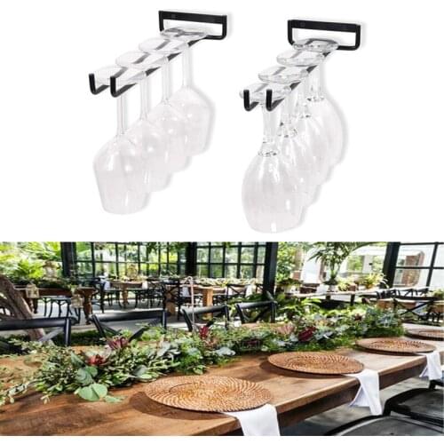 30cm Stemware Wine Glass Rack Wall Mountable Wrought Iron Black