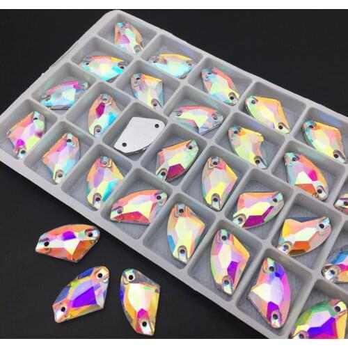 3256 5*10 9*14 12*19 16*27 mm AB Galactic Sewing Crystal Stones Flatback Glass Rhinestone Sew On Strass Ax For Wedding Dress