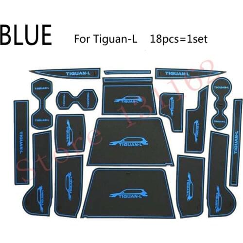 STYO Non Slip Decoration Car Stickers Interior Cup cushion Gate Slot Mat Pad Rubber Car-Styling For VW Tiguan 2017 2018
