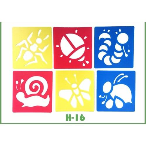 6pcs/set Cute animal beetle butterfly Stencils Suit Childrens painting template Kids Drafting Stencil Gift