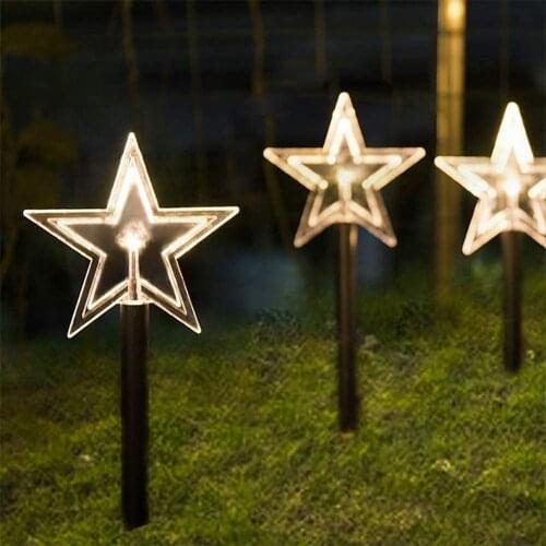 Solar LED Lights Outdoor Christmas Tree Pentagram Snowflake Street Path Lights Decor Garden Courtyard Lawn Lamp 2022 New Year