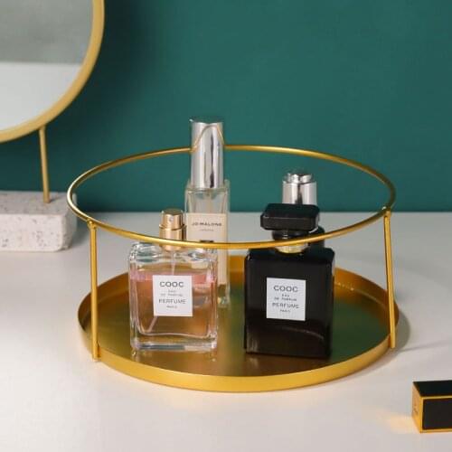 Iron Art Bathroom Table Organizer Two-Layers Make up Organizer Jewelry Box Cosmetic Makeup Box Lipstick Perfume Storage Stand