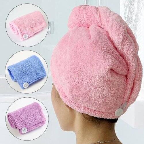 Ladies Bathroom Hair Drying Cap Super Water-Absorbent Microfiber Hair Towel Makeup Cosmetics Bath Cap for Women Ponytail Hat