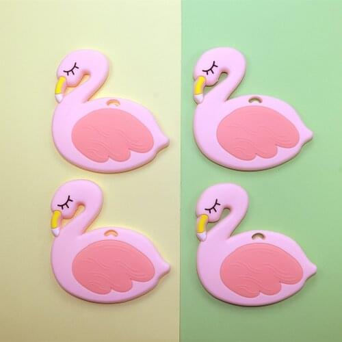 Joepada 1PC Swan Silicone Beads Flamingo Silicone Teether Bead Swan for DIY Baby Teething Necklace Food Grade Molar Toy