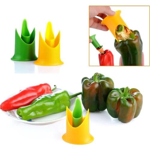 2Pcs/set Creative Pepper Corer Slicer Pepper Seeded Remover Device Tomato Coring Device Fruit Vegetable Cutter Corer Slicer Tool