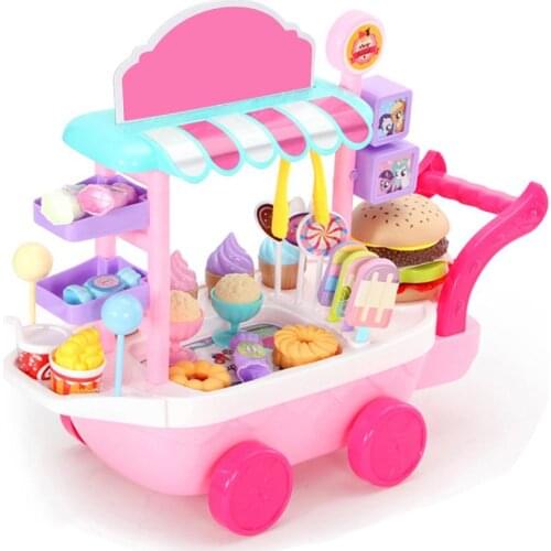 36 Pieces Mini Candy Trolley Ice Cream Candy Cart Educational Toy Pretend Play Set Girl Puzzle Play House Toy ABS Material