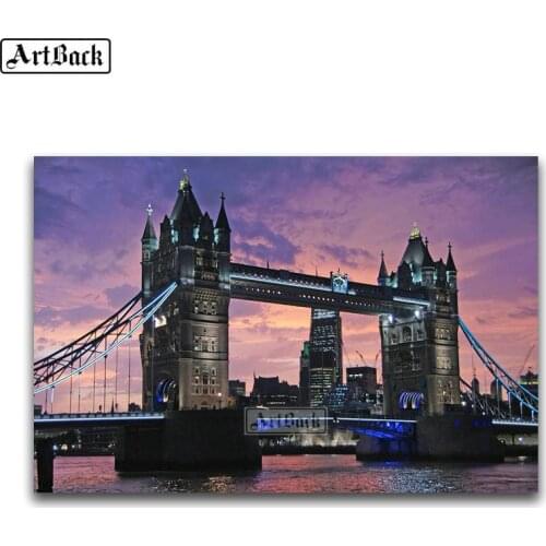 5D Diamond Painting London Bridge Night View 3D Diamond Embroidery Full Square 100% Rhinestone Mosaic Cross Stitch Art