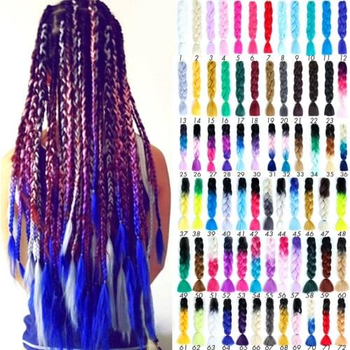 Allaosify 24'' 100g/pc Synthetic Ombre Braiding Hair Crochet Box Braids Hairstyle Hair Extensions Silver Gray Black Pink Brown