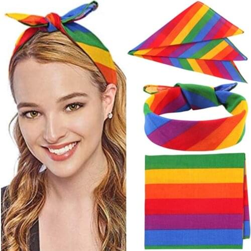 Rainbow Bandana Unisex Square Scarf for Party Celebration Supplies Gay Pride LGBTQ Bandanas Headband Handkerchief Square Scarf
