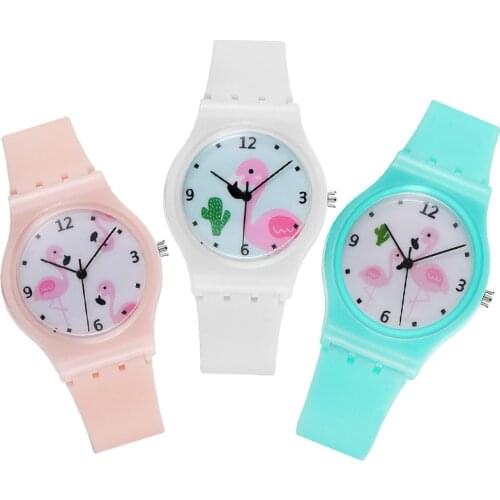 2021 Flamingo Watch Girl Student Quartz Watches Silicone Strap Kids Wristwatch Boys Gift Toy Baby Clock Relogio Infantil Menino