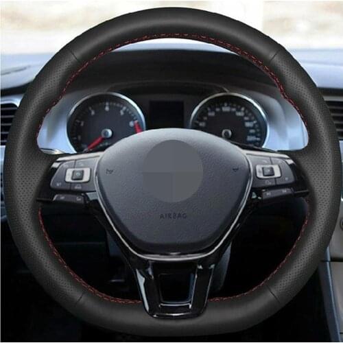 Car Steering Wheel Cover Black Artificial Leather Car Steering Wheel Cover For Volkswagen VW Golf 7 Mk7 New Polo Jetta Passat B8
