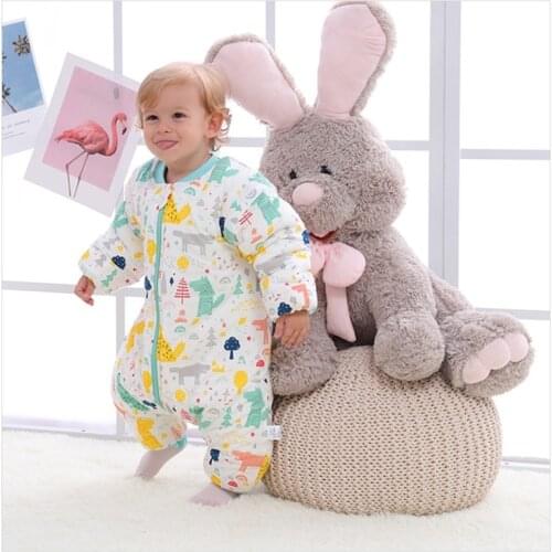 Baby Pure Cotton Sleeping Bag Detachable Long Sleeve Wearable Blanket Winter Warm Quilt Girls Boys Clothes Bedding Quilt
