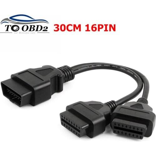 Diagnostic Cable OBD2 Extension Cable 16Pin OBD2 Splitter Extension Cable J1962 Male to Dual Female Y Cable Adapter 30cm