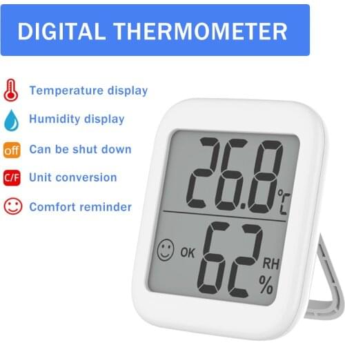 Home Indoor Wall Mount Digital Thermometer Hygrometer Baby Room Temperature Humidity Monitor With LCD Display Notification Alert